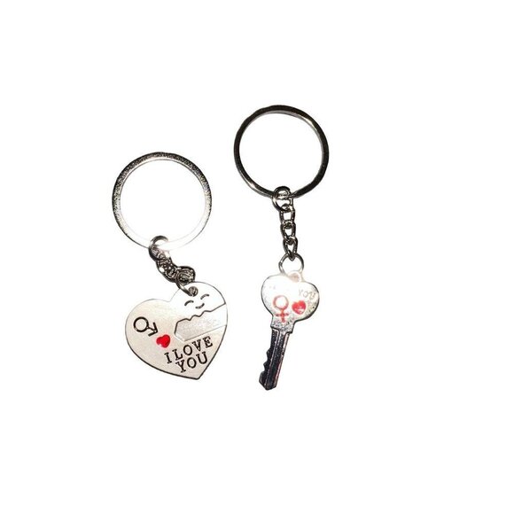 𝅺VALENTINE Keychain Set Heart And Key - Picture 2 of 4